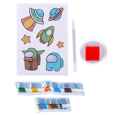Алмазная мозаика-стикер с полным заполнением для детей «Космос»