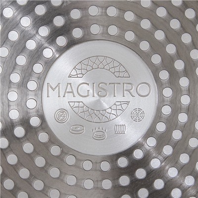 Сковорода кованая Magistro Natural, d=20 см, ручка soft-touch, антипригарное покрытие, индукция, цвет серый
