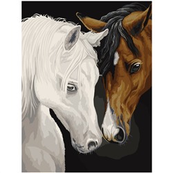 Картина по номерам на холсте ТРИ СОВЫ "Лошади", 30*40, с акриловыми красками и кистями