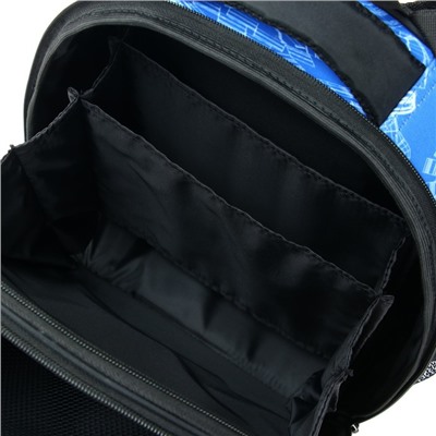 Рюкзак каркасный Probag "Мото" 38 х 30 х 16 см, эргономичная спинка, чёрный, синий