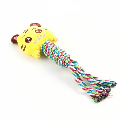 Игрушка мягкая для собак "Мишка" с погремушкой, 28 см,  жёлтая