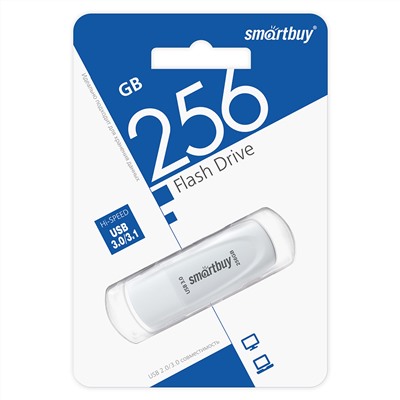 Память Smart Buy "Crown"  256GB, USB 3.0 Flash Drive, белый