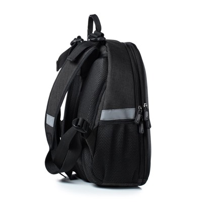 Рюкзак школьный, 2 отдела на молнии, цвет черный 30х37х17см