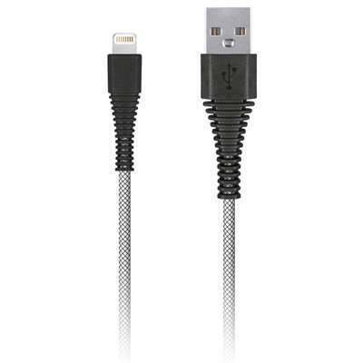 Кабель Smartbuy Сarbon, USB - Lightning, для Apple, экстрапрочный, 2A output, 2м, белый