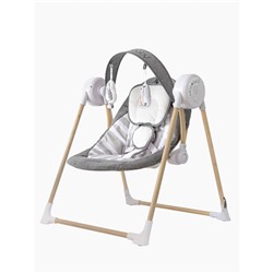 Электронные качели детские AmaroBaby Wooden Swing, цвет серый