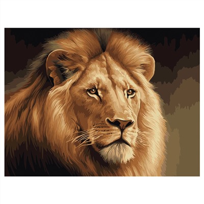 Картина по номерам на холсте ТРИ СОВЫ "Царь зверей", 40*50, с акриловыми красками и кистями