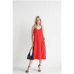 9564 Платье-комбинация красное в горошек