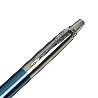 Ручка шариковая Parker Jotter Core Waterloo Blue CT M, корпус из нержавеющей стали, голубой глянцевый/ хром, синие чернила