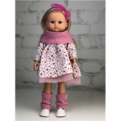 Кукла Нэни, в цветном платье, розовых гетрах и шарфе, 42 см , арт. 42011C