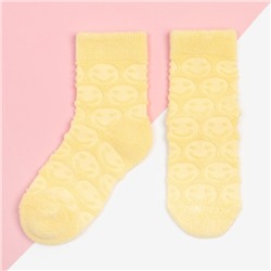 Носки для девочки махровые KAFTAN «Смайлики», размер 16-18 см, цвет жёлтый