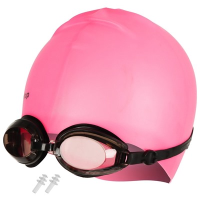 Набор для плавания взрослый ONLYTOP: очки, шапочка, обхват 54-60 см, цвета МИКС