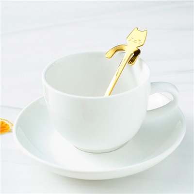 Ложка чайная из нержавеющей стали Magistro «Котик», h=11,5 см, цвет золотой