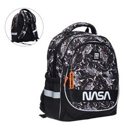 Рюкзак школьный NASA, 38 х 28 х 16 см, эргономичная спинка, чёрный, белый