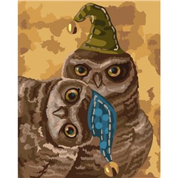 Картина по номерам на холсте ТРИ СОВЫ "Сонные совы", 40*50, с акриловыми красками и кистями