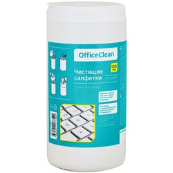 Салфетки чистящие влажные OfficeClean, для пластика, в тубе, 100шт.