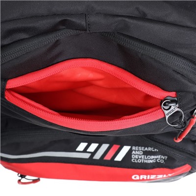 Рюкзак школьный Grizzly "Скорость", 39 х 28 х 18 см, эргономичная спинка, отделение для ноутбука, чёрный, красный