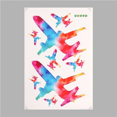 Наклейка пластик интерьерная цветная "Яркие самолеты" 40х60 см