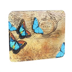 Кардхолдер с принтом Eshemoda “Голубые бабочки”, натуральная кожа, цвет синий