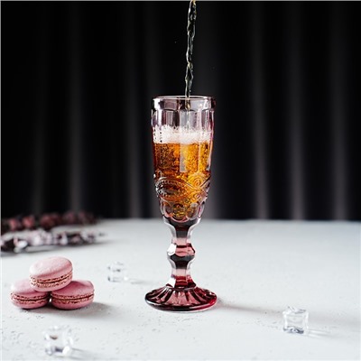 Бокал стеклянный для шампанского Magistro «Ла-Манш», 160 мл, цвет розовый