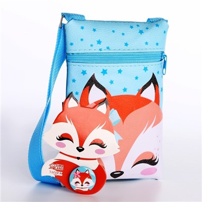 Детский подарочный набор "Добрая лисичка": сумка + значок, цвет голубой