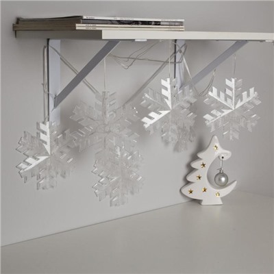 Гирлянда «Нить» 2 м с насадками «Снежинка матовая», IP20, прозрачная нить, 36 LED, свечение тёплое белое, 220 В