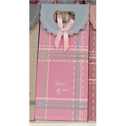 Пакет подарочный (M) "Simple plaid", pink (19x 9 x 27)