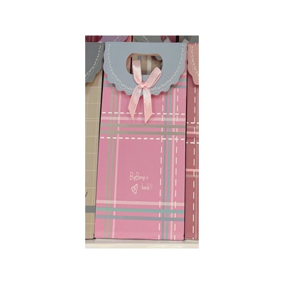 Пакет подарочный (XS) "Simple plaid", pink (12x6x16)