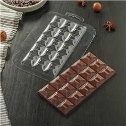 Форма для шоколада и конфет «Плитка Ночной Поцелуй», 17×8,5×1 см, цвет прозрачный