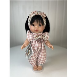 Кукла "Зоя", брюнетка, в клетчатом комбинезоне, 37 см, арт. 1010