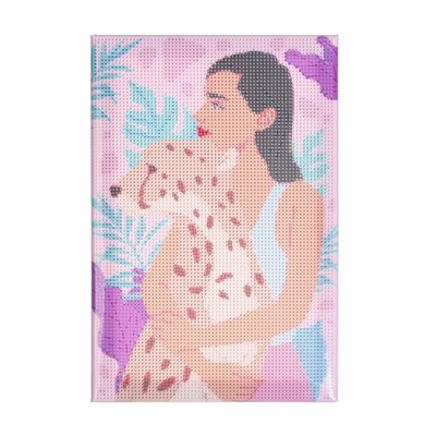 Алмазная мозаика с полным заполнением на подрамнике «Девушка с леопардом», 20 × 30 см