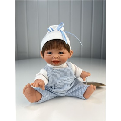 Кукла Джестито "Инфант", 18 см, в голубом комбинезоне, темные волосы, улыбается,  арт. 10000U-15