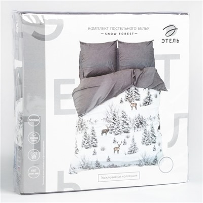 Новый год. Постельное бельё Этель 2 сп Snow forest 175х215 см, 200х220 см, 70х70 см - 2 шт, поплин