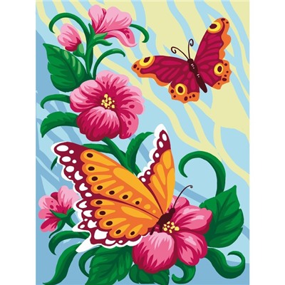 Алмазная мозаика с полным заполнением на подрамнике «Бабочки на цветах», 30 × 40 см
