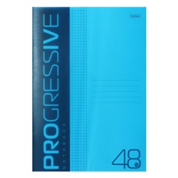 Тетрадь A4, 48 листов, в клетку, PROGRESSIVE, пластиковая обложка, блок 65 г/м2, синяя