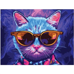 Картина по номерам на картоне ТРИ СОВЫ "Диджитал кот", 30*40, с акриловыми красками и кистями