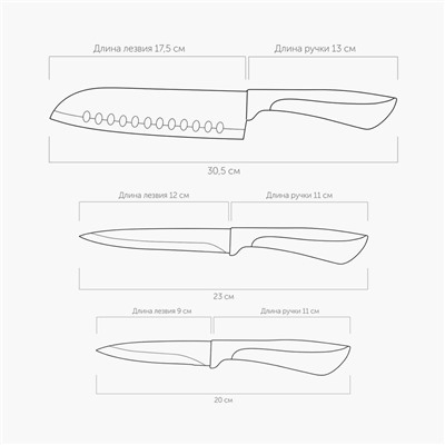 Набор из 3 кухонных ножей Jana