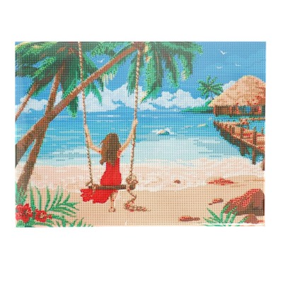 Алмазная мозаика на подрамнике с полным заполнением «Девушка на пляже», 30х40см