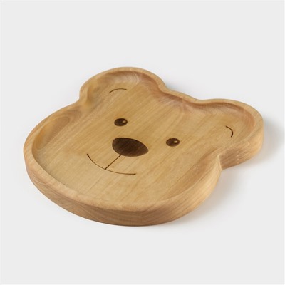 Тарелка деревянная Adelica «Медвежонок», 18×18×1,8 см, берёза