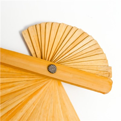 Веер бамбук, текстиль h=50 см "Сакура" голубой