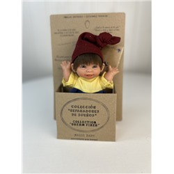 Кукла Джестито "Гном" , девочка, улыбается, в желтом сарафане, 18 см, арт.134-5