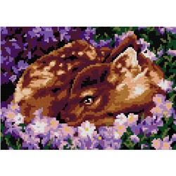 Алмазная мозаика 21 × 30 см, (полное заполнение) «Оленёнок в цветах»