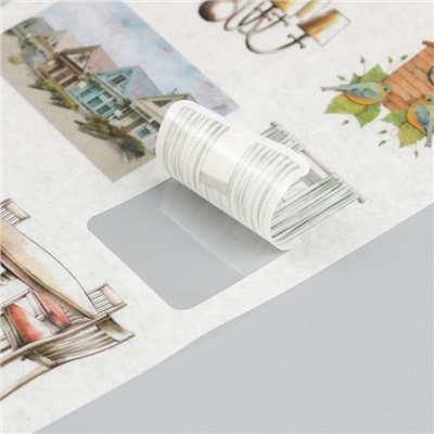 Наклейка бумага "Интерьер загородного дома" набор 6 листов 18,6х10 см