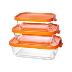 Набор стеклянных контейнеров, цвет оранжевый, 3 шт.