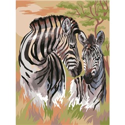 Картина по номерам на холсте ТРИ СОВЫ "Зебры", 30*40см, с акриловыми красками и кистями
