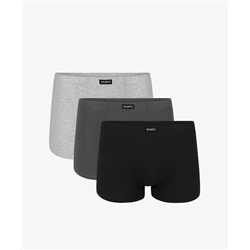 Мужские трусы шорты Atlantic, набор из 3 шт., хлопок, черные + серый меланж + графит, Basic 3BMH-007