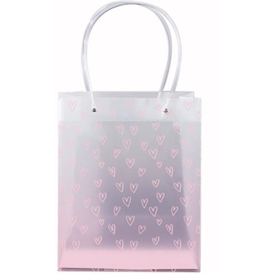Пакет подарочный «Transparent love», white-pink (22*21.5*10)