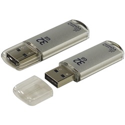 Память Smart Buy "V-Cut"  32GB, USB 2.0 Flash Drive, серебристый (металл. корпус )