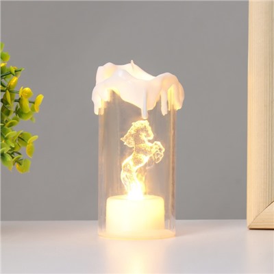 Ночник-свеча "Лошадка" LED от батареек 3хLR44 белый 4,7х4,7х10,5 см