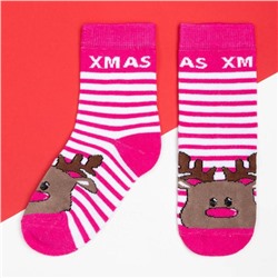 Носки детские новогодние KAFTAN "Xmas" р-р 16-18, розовый