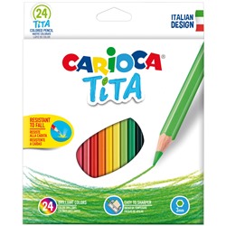Карандаши цветные пластиковые Carioca "Tita", 24цв., заточен., картон, европодвес
